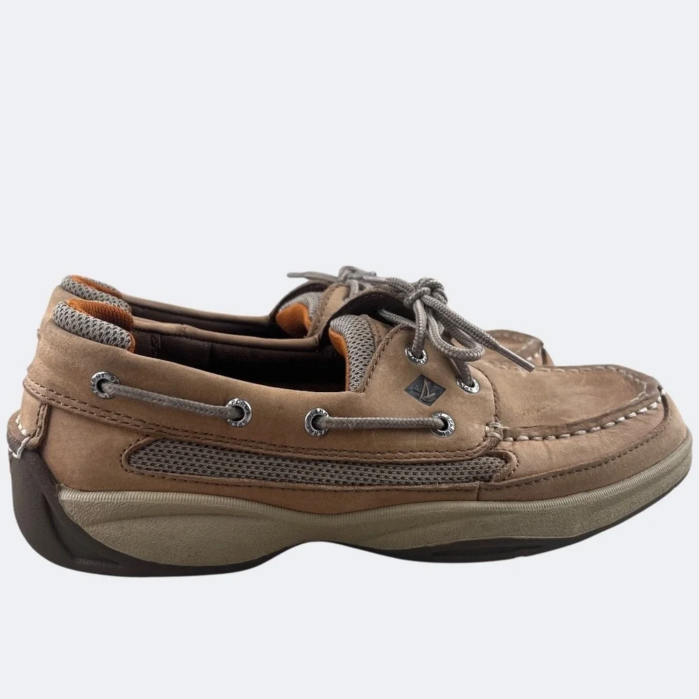 Sperry Top-Sider Boat Deck‎ Shoes Mens Size 8 Brown Leather Lace Up Nautical
